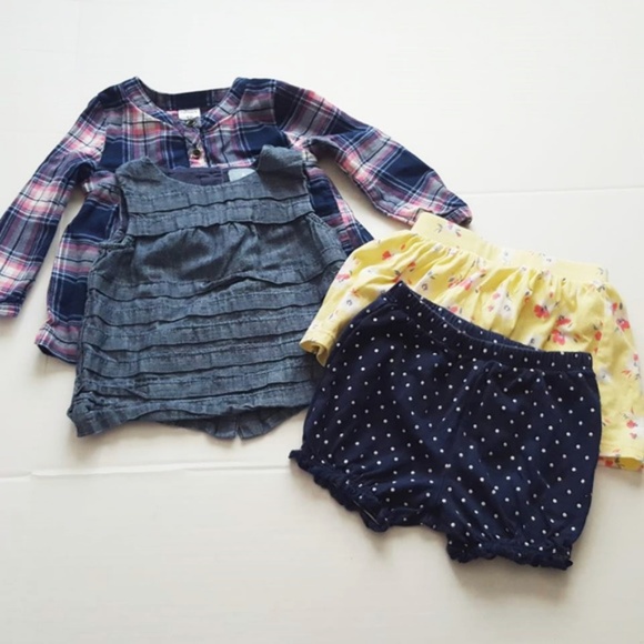 Other - SOLD! Baby Shirt Shorts Skirt 4 Piece Lot 12-18M